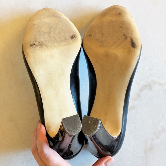 Banana Republic black leather pump high chunky heel shoes (size 10) - Picture 11 of 12